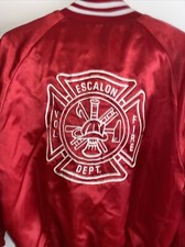 Escalon Fire Department Satin Usa Made California Jacket Bomber L Vintage 80s