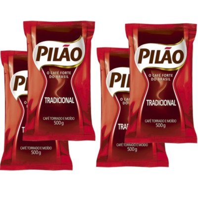 Brazilian Roasted Ground Coffee Traditional 500g PILÃO (Pack of 4)