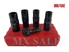 5Pc 1/2" DR Thin Wall Flip Impact Socket Set Auto Car Rims Tires Lug Nuts