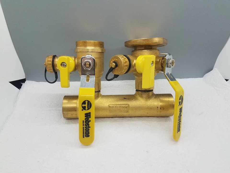 Colector Webstone Hydro-Core 1-1/4 x 1 pulgada Válvula de bola de latón para sudor Foto 2 de 4