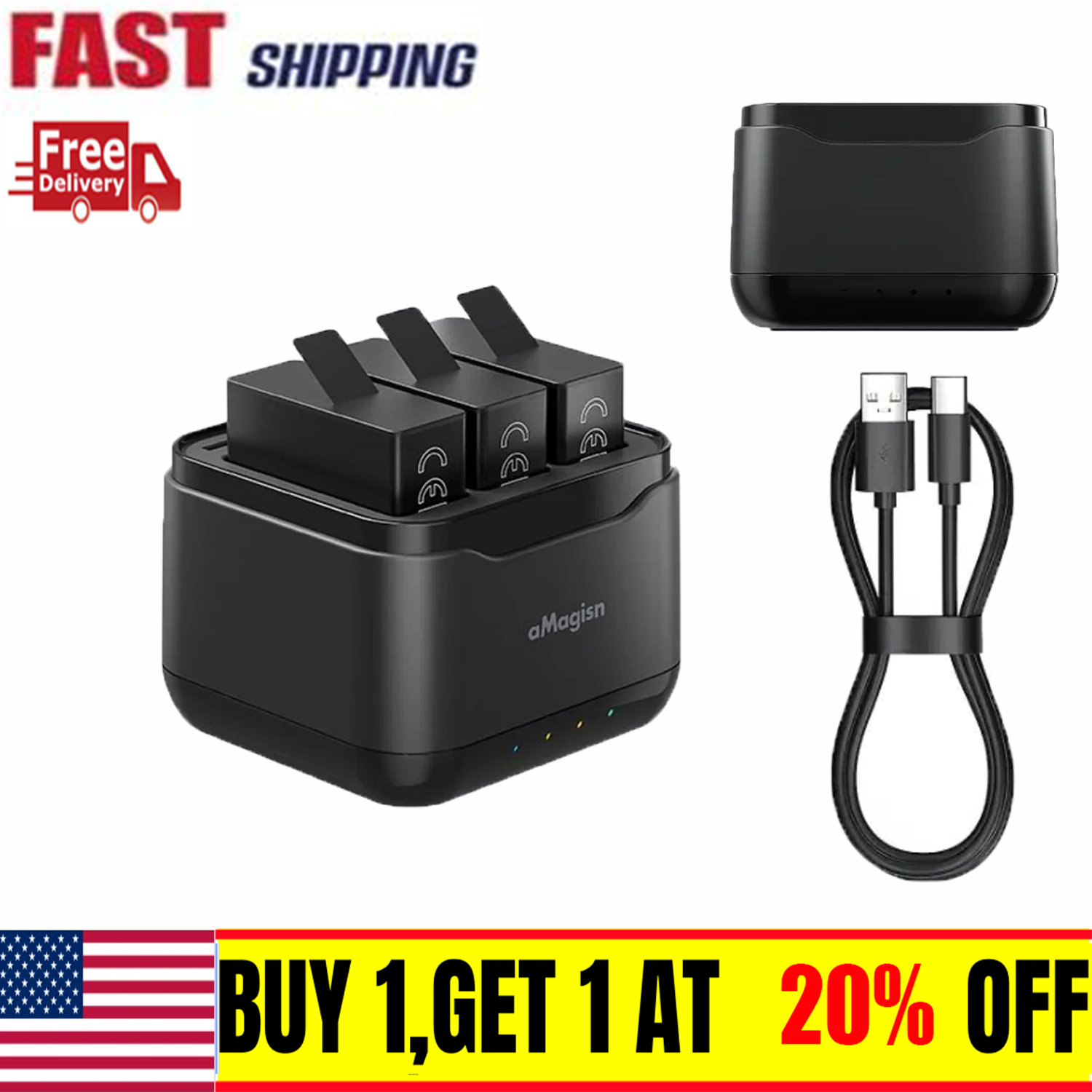 For Gopro Hero 13 Charging Stand,Battery harging Stand with USB Type-C Interface-image