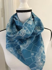 New Karen Walker Scarf 100% Silk Blue/White 84x7 Wear On Blouse Or  Face NEW