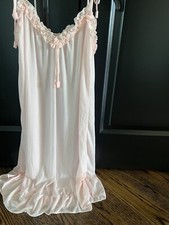 NWT Womens sheer pink Night gown With Ruffles S-M