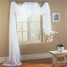 3 Sheer Scarf Valances for Windows 216 Inch Extra 59" W x 216" L White