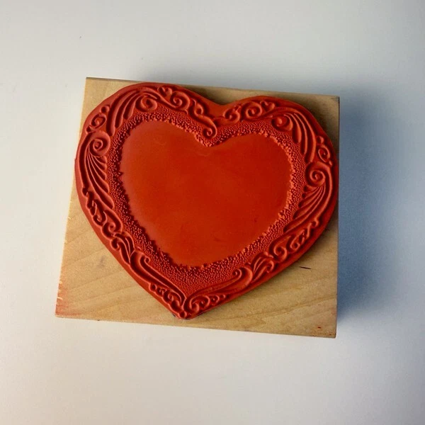 Corazón con contorno desplazamiento~Marco~Sello de goma~ 3,5"X 3"~ Stamp Affair J2123 Foto 2 de 4