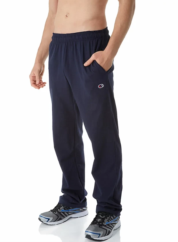 Champion L85108 Men s Open Bottom Jersey Navy Sweatpants Size