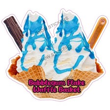 Eiswagen Aufkleber Kaugummisauce & Flocke Waffelkorb Decal (Gr&ouml;&szlig;e w&auml;hlbar)