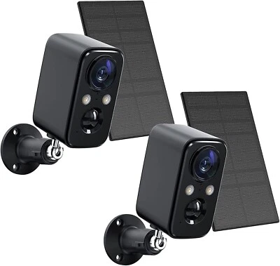 FOAOOD Security Cameras Wireless Outdoor with Solar Panel Cameras (2Packs-Black)