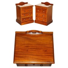 PAIR OF VINTAGE FLAMED MAHOGANY BEDSIDE TABLE NIGHTSTAND DRAWERS PART SUITE