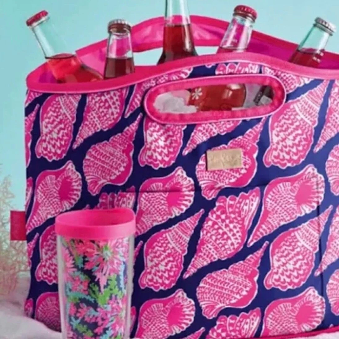 Lilly Pulitzer Cute As Shell Soft Insulated Cooler Tote Beverage Bucket NWT