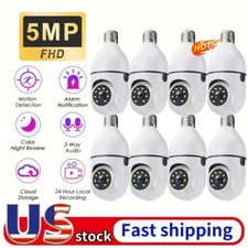 8pcs Home Wireless Security 5MP 360° IP Light Bulb Camera Wi-Fi IR Audio 2.4G