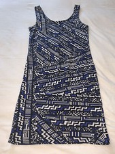 New Look Ladies size 10 bodycon blue aztec print knee length dress