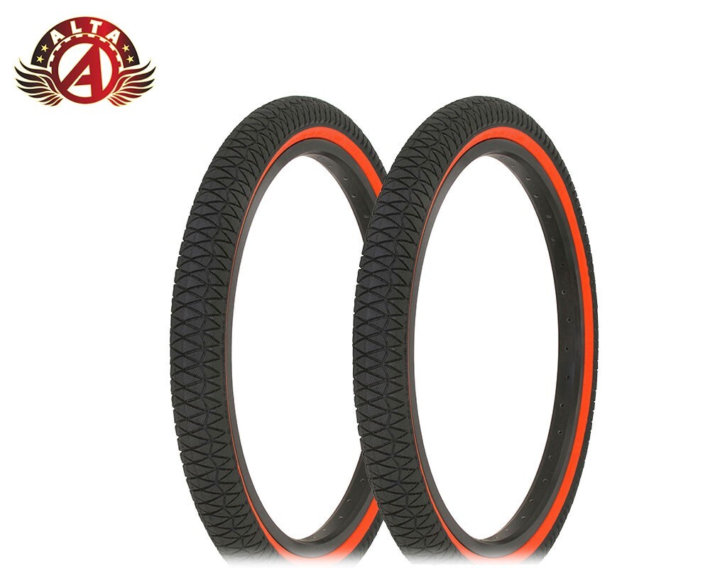 2 Alta Performance BMX BICYCLE 20" x 1.95" X-PERFORMER FREESTYLE Black/Red TIRE.