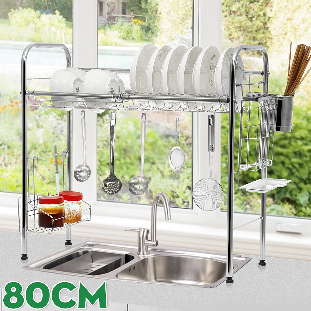 HONEIER Over The Sink Dish Drying Rack Stainless Steel Kitchen Dish