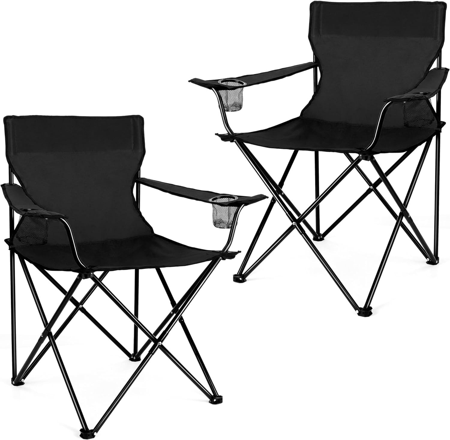 Juego 2 Sillas De Camping Playa Negras y Rojas Con Portavasos Para Adultos Baratas