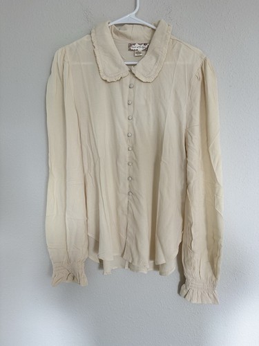 NWT Band Of The Free Denise Cream Ruffle Top Size M Victorian Classic Blouse - Picture 4 of 11