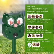 1Pcs Solar Ultrasonic Animal Repellent with Motion Sensor