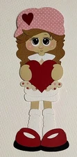 February Calendar Girl Brown Hair. Scrapbook, Card making Paper Piecing