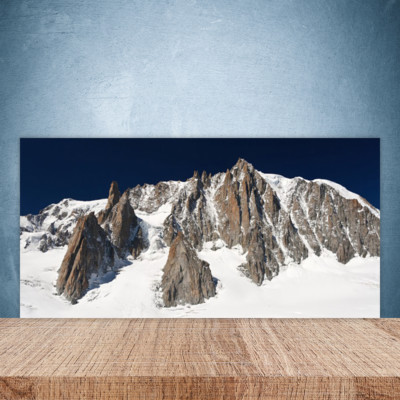 Küchenrückwand aus Glas 100x50cm ESG Spritzschutz Gebirge Schnee Landschaft