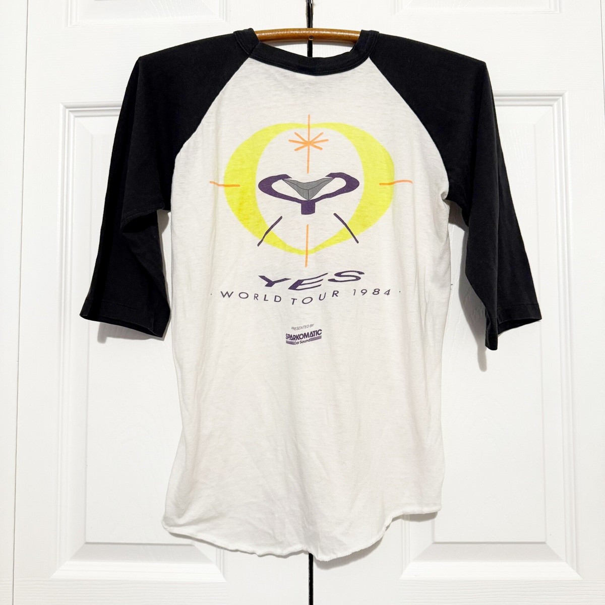 Vintage 1984 YES Band T-Shirt Large Raglan Sleeve Tee Rock Music