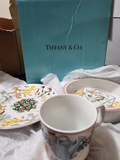 Vintage Tiffany Playground 3 Piece Porcelain Child  s Set Plate, Bowl, Mug 1992