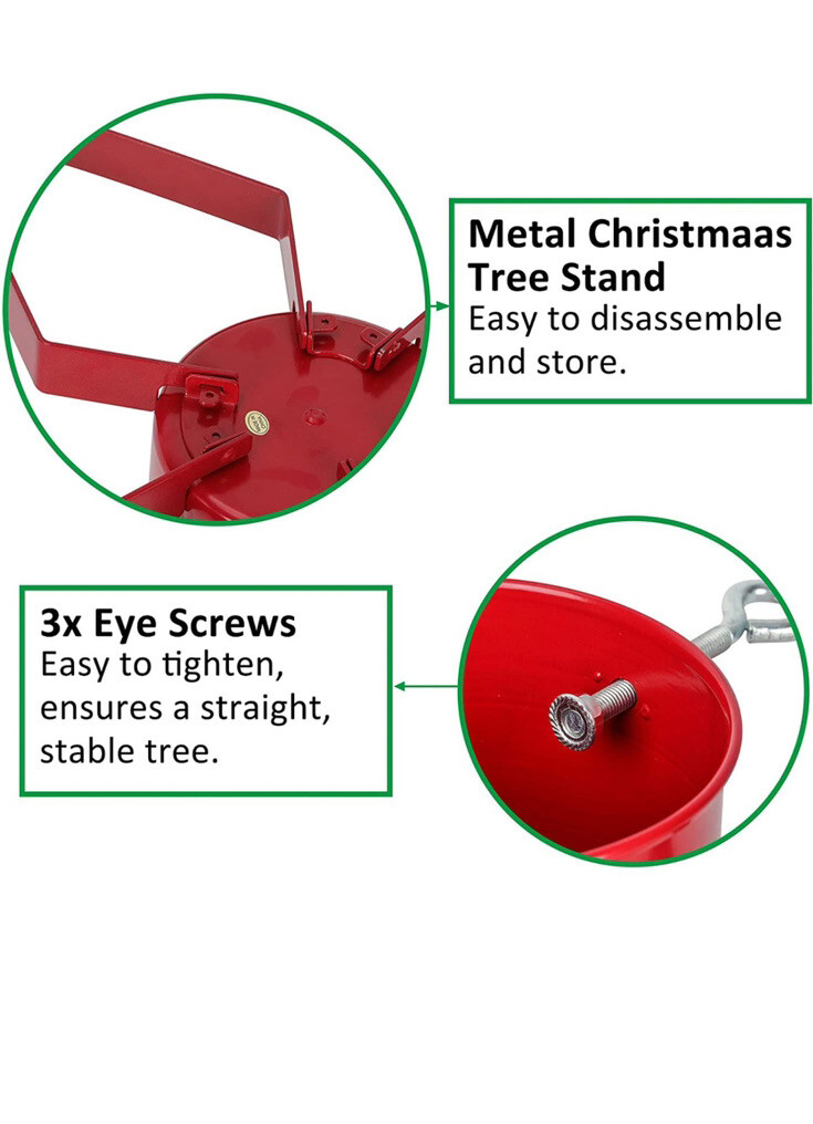 SUNNYPARK RED CHRISTMAS TREE STAND LIVE ADJUSTABLE METAL HOLDER HOLIDAY