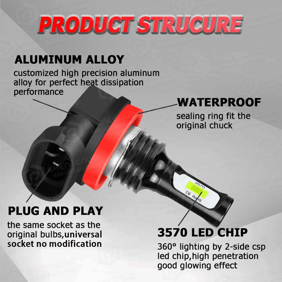 For Nissan Altima 2007-2018 Combo LED Headlight High Low Light Bulbs Kit 8000K 4 - Image 2 of 4