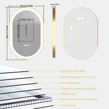 XL Gold Edge LED Bathroom Mirror Full Length Salon Beauty Dressing Smart Mirror
