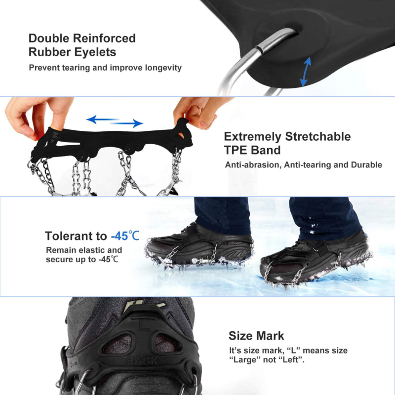 Unigear Traction Cleats Ice Snow Grips with 18 Spikes for Walking