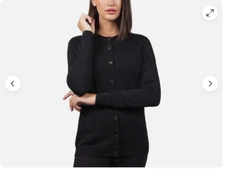 Nicole Miller Women's Button Front Metallic Yarn Cardigan (BLACK SMALL)NWT