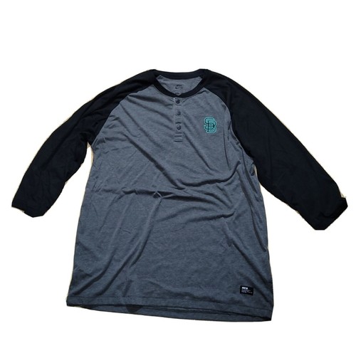Mens Nike SB 3/4 Sleeve Henley Shirt XL 