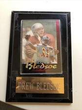 Drew Bledsoe Football Card Holder Plaque New England Patriots 6” x 4.25”