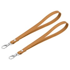 2 Pcs Wristlet Strap, PU Leather Wrist Lanyard Keychain Hand Strap, Light Brown