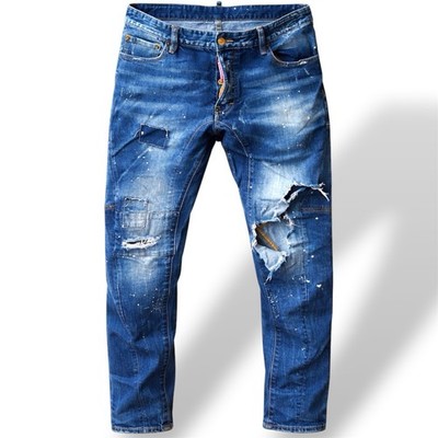 2017 DSQUARED2 RARE BLUE ARTIFICIALLY WORN MENS SKATER JEANS PANTS SIZE 50