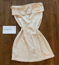 PrettyLittleThing Cream Strapless Knit Bodycon Mini Dress, Pullover US10