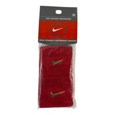 Nike Authentic Wrist Bands Red With Swoosh Logo Tennis Basketball NOS