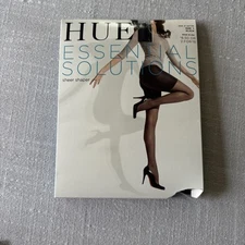 HUE Essential Solutions Sheer Shaper Pantyhose Womens Sz 1 Black #6477n