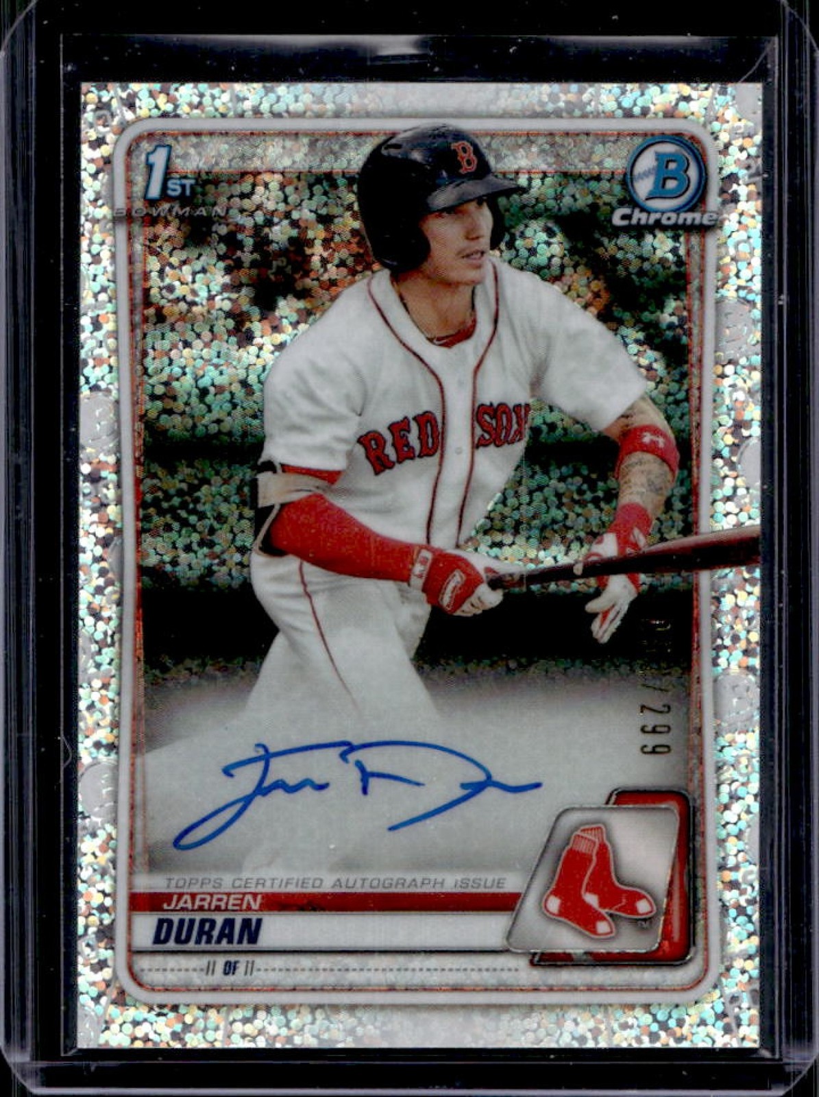2020 Bowman Jarren Duran Chrome Auto 1st Speckle Refractor #/299 Red Sox