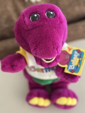 Barney Plush Dinosaur Stuffed Animal Dakin 1992 Purple Tshirt Vintage