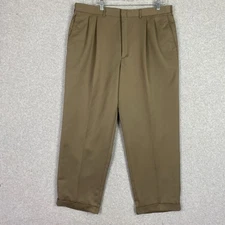 Farah Dress Pants Mens 40x29 Brown Pleated Front Cuffed Straight Leg