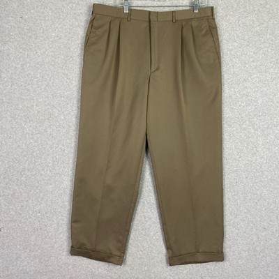Farah Dress Pants Mens 40x29 Brown Pleated Front Cuffed Straight