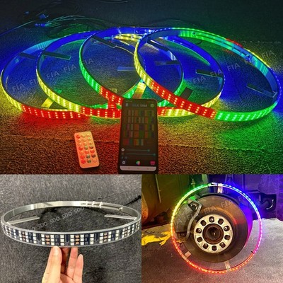 15.5'' Color Chasing Triple Row LED Wheel Ring Rim Lights For Car Truck IP68 Kit