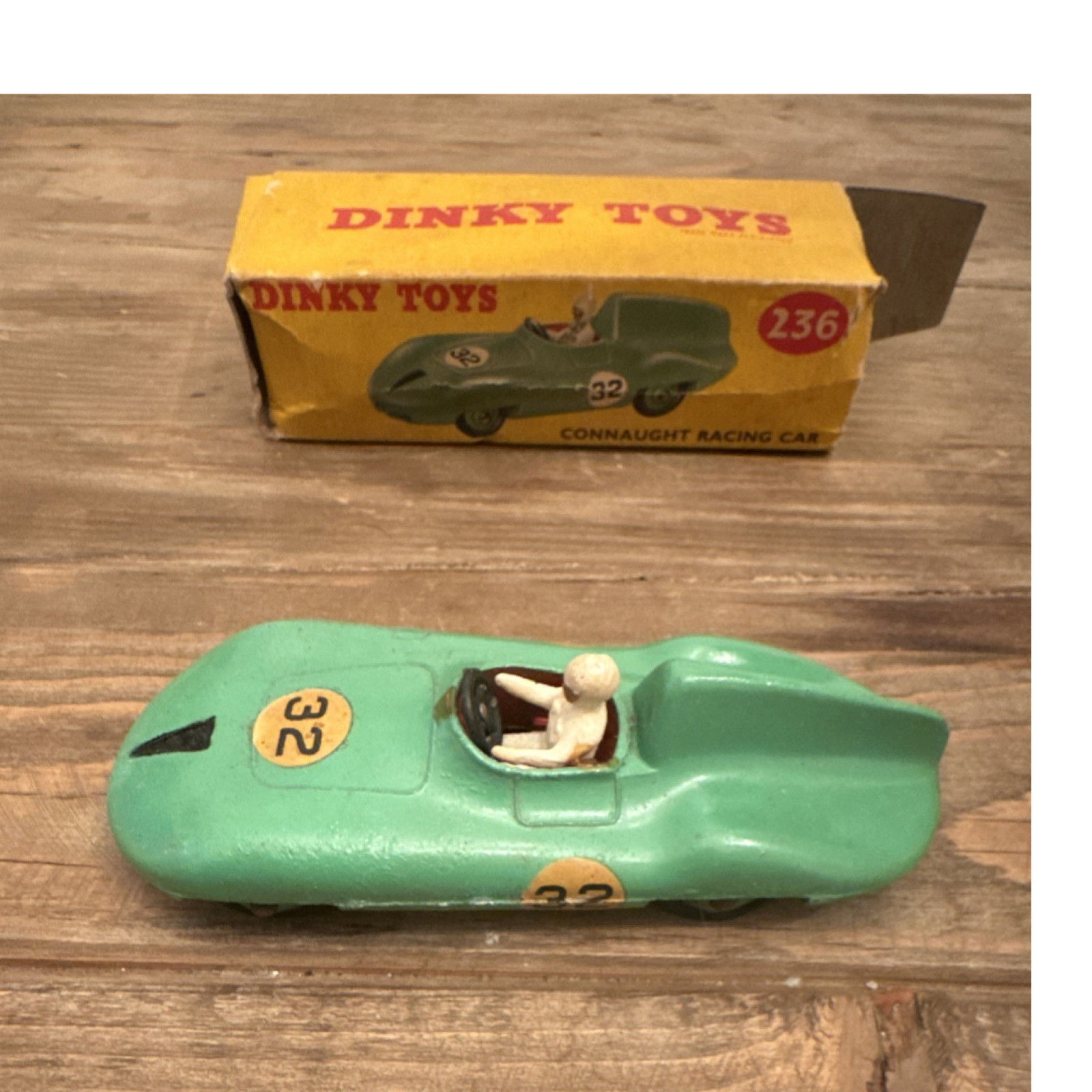 1950s Vintage Dinky Toys #236 Connaught Racing Car with Original Box. England.
