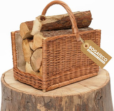 Cestino in Vimini Con Manico Quadrato, Grande Cestino per Camino, 51 X 35 X 33, 
