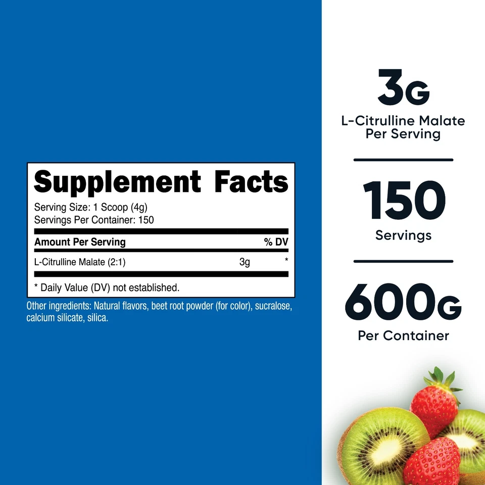 Nutricost L-Citrulline Malate Powder (600G) (Strawberry Kiwi) - Image 2 of 4