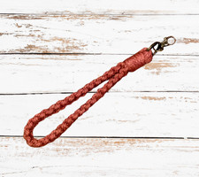 Boho Brick Red Macrame Wristlet  Bronze Clip  Multi-Functional  Handmade Gift