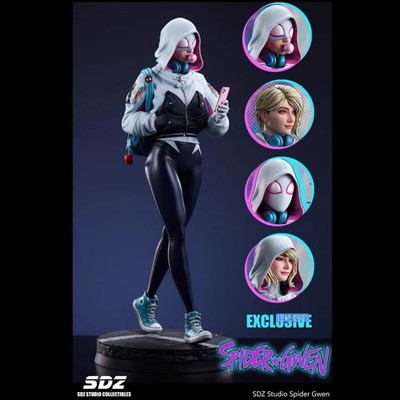 SDZ Studio Spider-Gwen 1/4 Scale Resin Painted Statue Model 4 heads In Stock