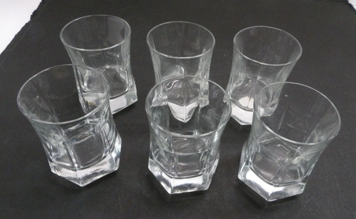 6 Clear Glass Hexagonal Shot Glasses
