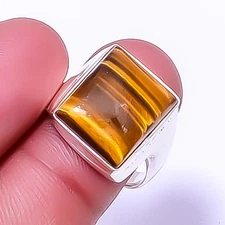 Yellow Tiger Eye - South Africa 925 Sterling Silver Ring s.9 R7630-32 A368