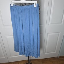 Vintage Ralph Lauren Blue Silk Blend Midi Skirt Womens 8 Made USA ILGWU Flowy